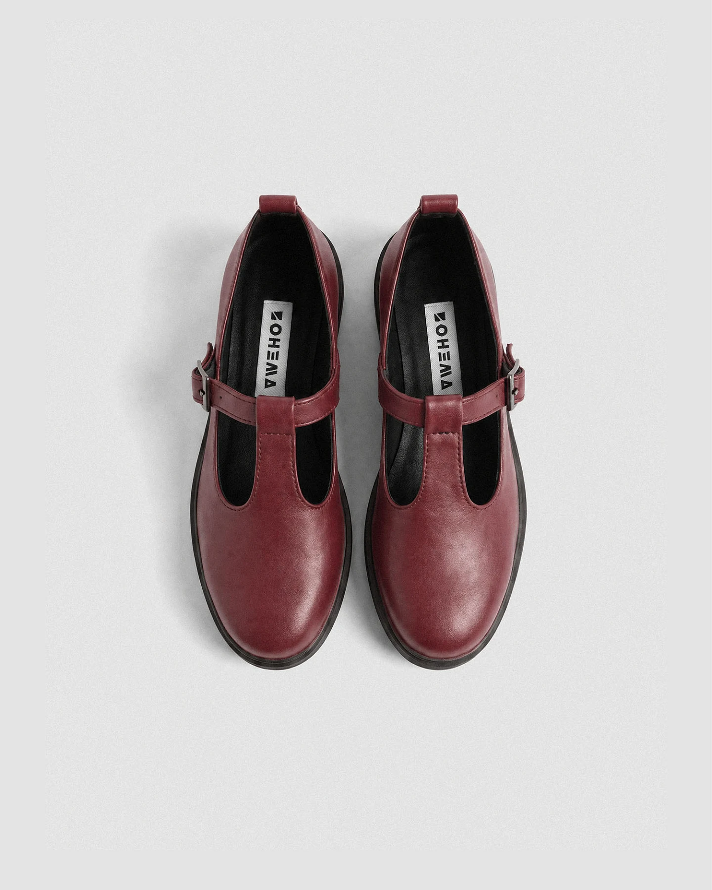 BOHEMA Damen vegan Mary Jane Schuhe Curtsy Burgund – Ansicht 2