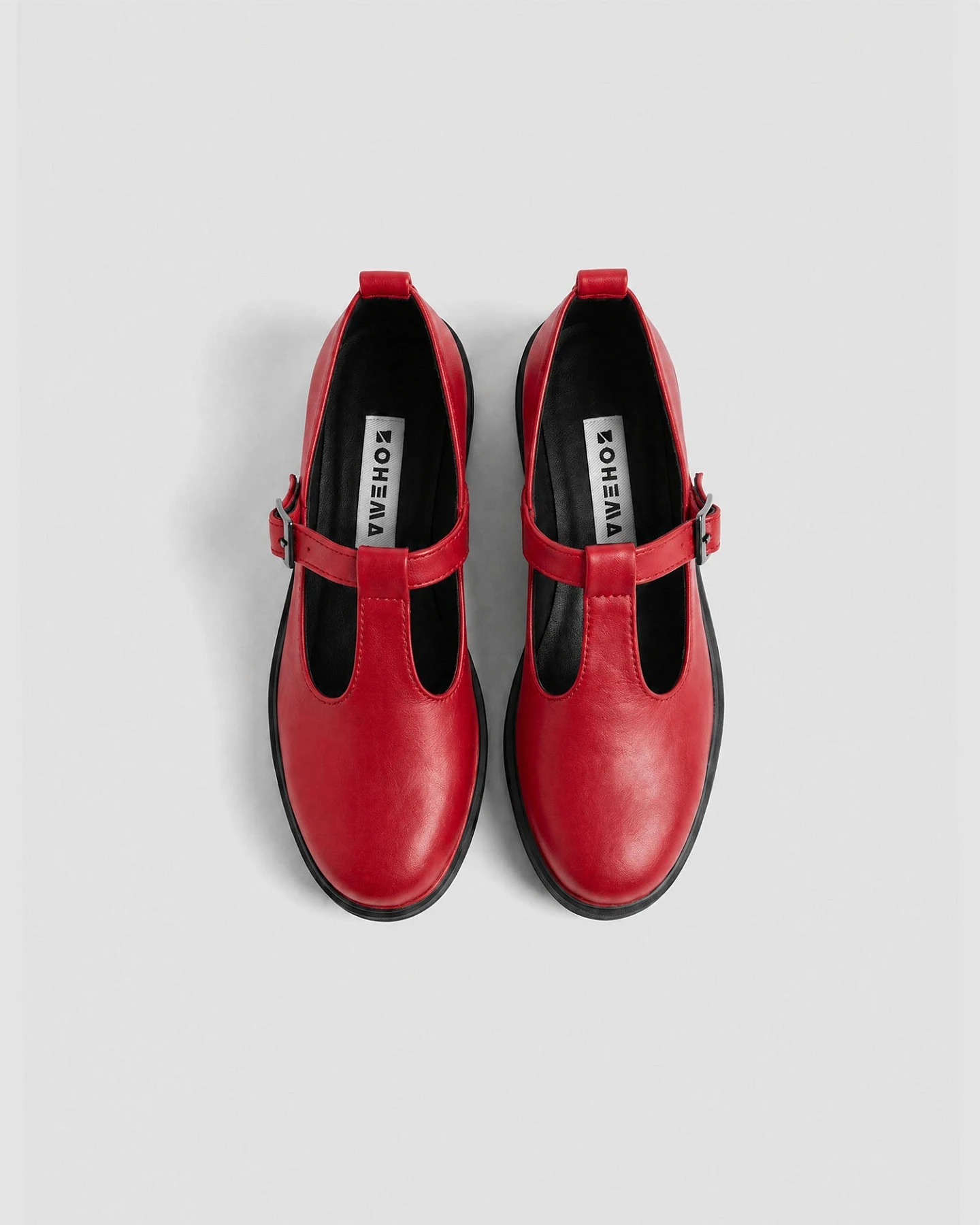 BOHEMA Damen vegan Mary Jane Schuhe Curtsy Rot – Ansicht 2