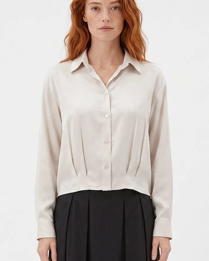 ORGANICATION Damen vegan Hemd Bluse Sand
