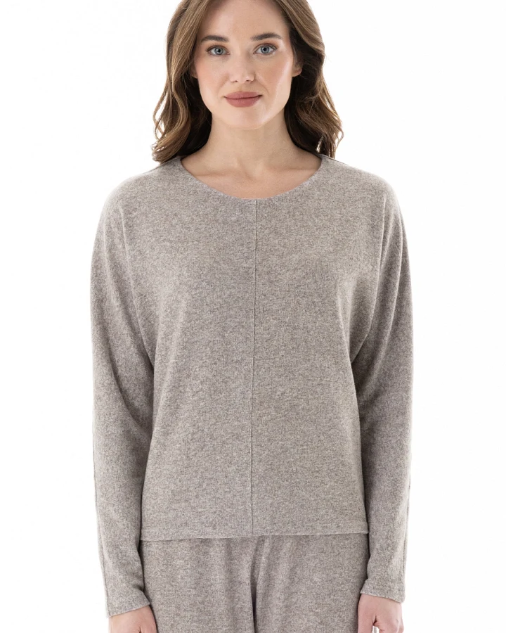 ORGANICATION Damen vegan Langarmshirt Braun Meliert