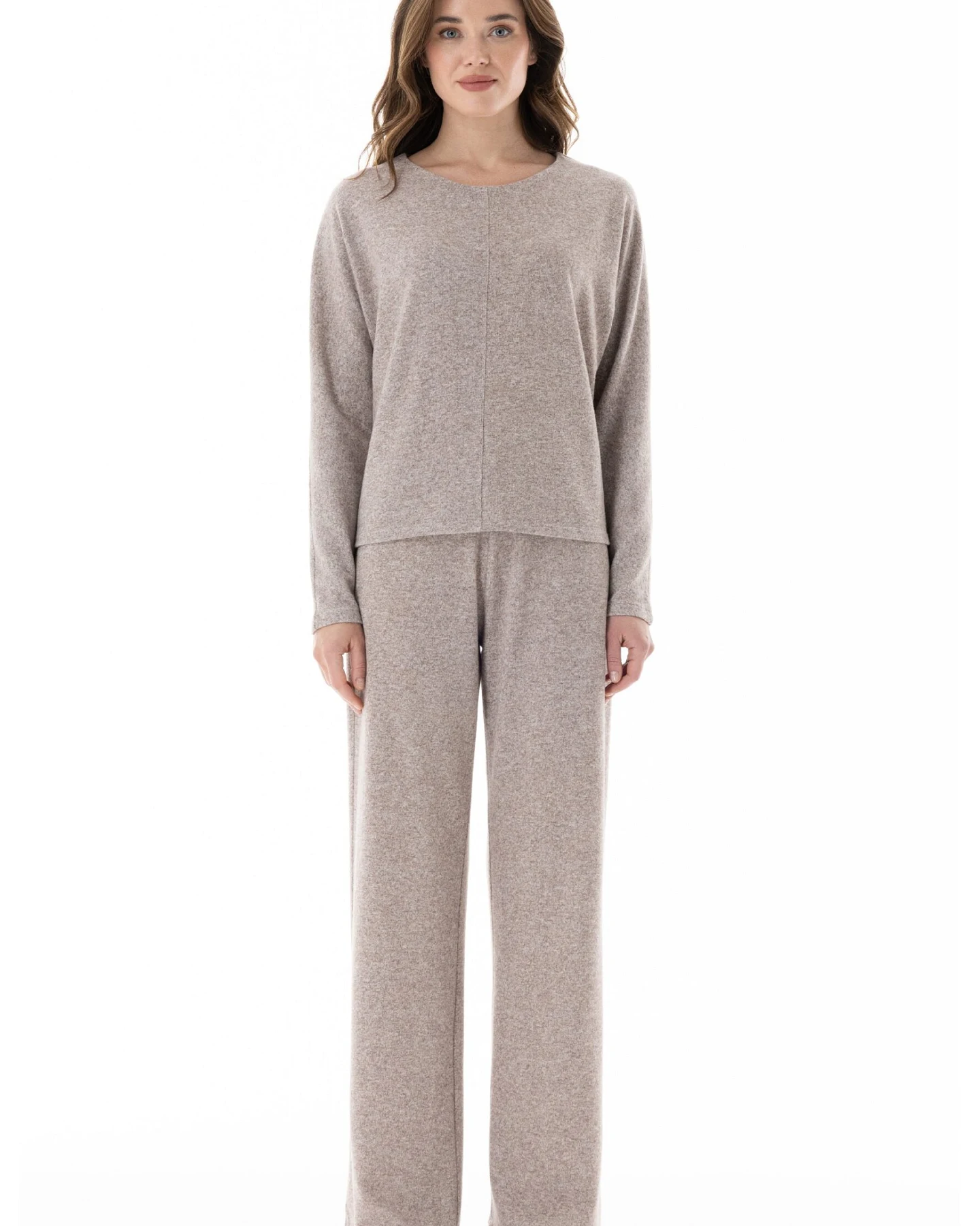 ORGANICATION Damen vegan Langarmshirt Braun Meliert – Ansicht 2
