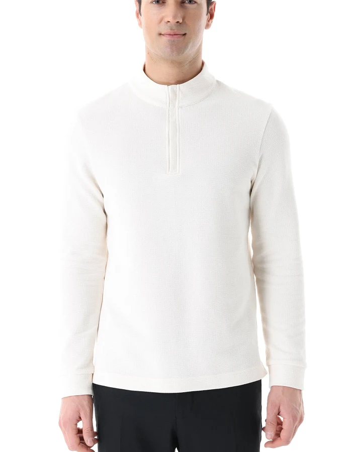 ORGANICATION Herren vegan Longsleeve Quarter Zip Shirt Off White