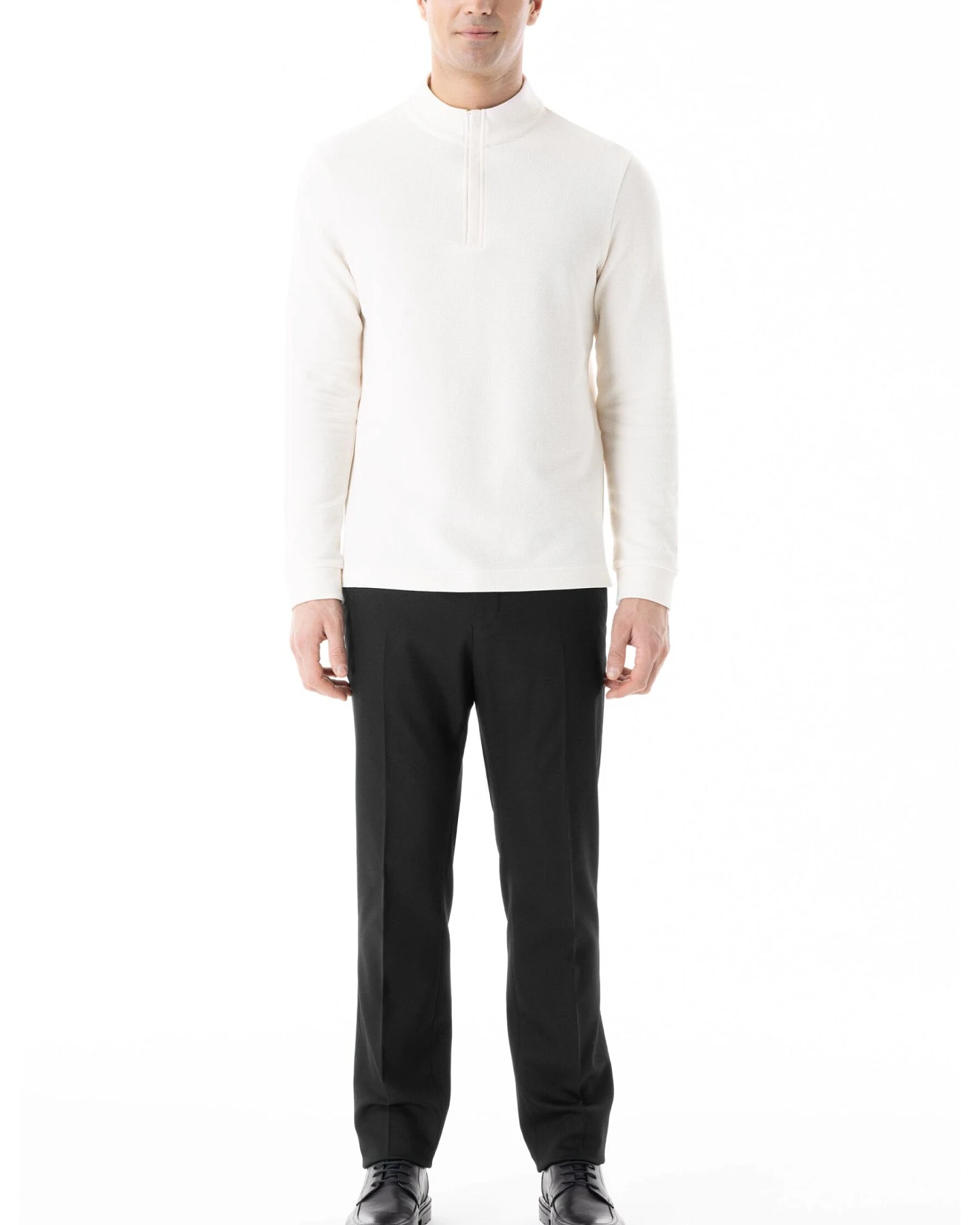 ORGANICATION Herren vegan Longsleeve Quarter Zip Shirt Off White – Ansicht 2