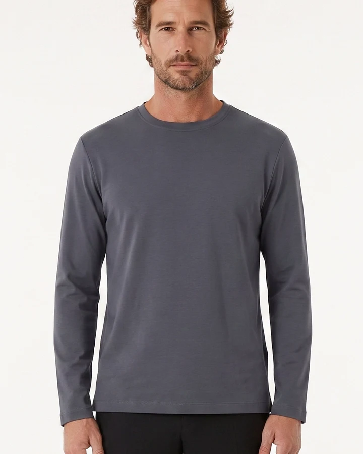 ORGANICATION Herren vegan Langarmshirt Aus Interlock-Strick In Basalt