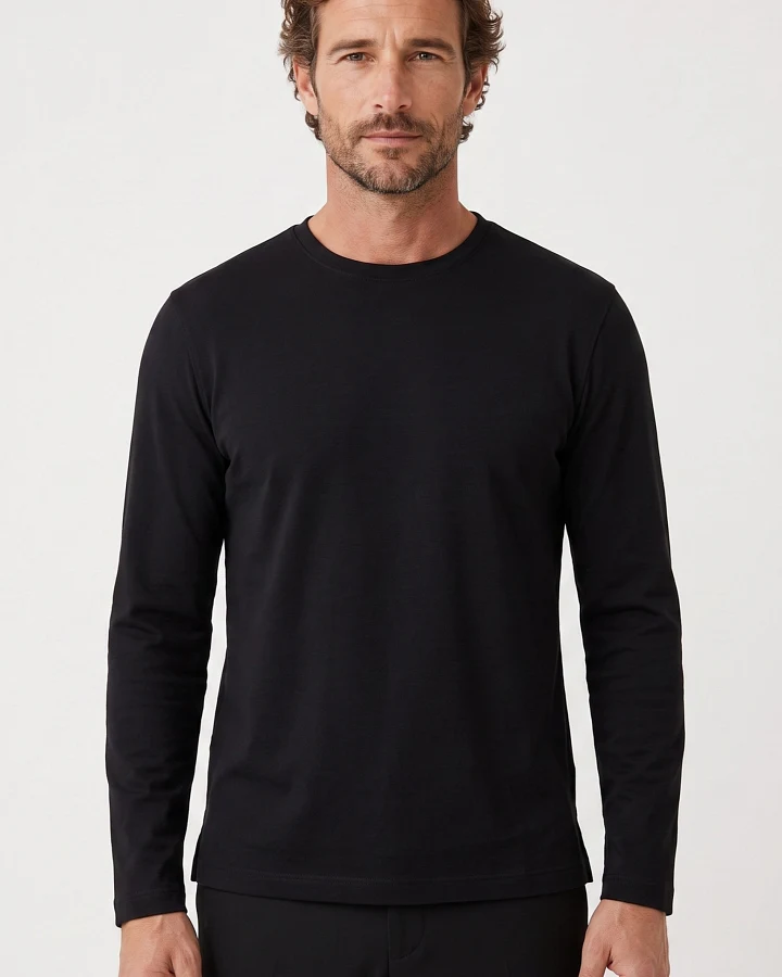 ORGANICATION Herren vegan Langarm-Shirt Aus Interlock-Strick Schwarz