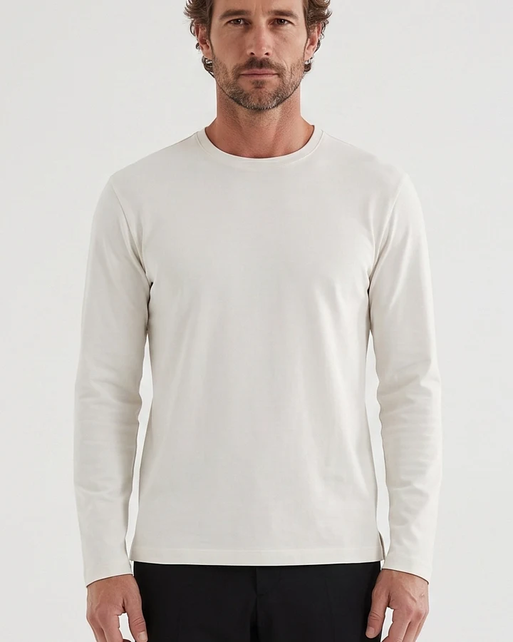ORGANICATION Herren vegan Langarmshirt Interlock Off White