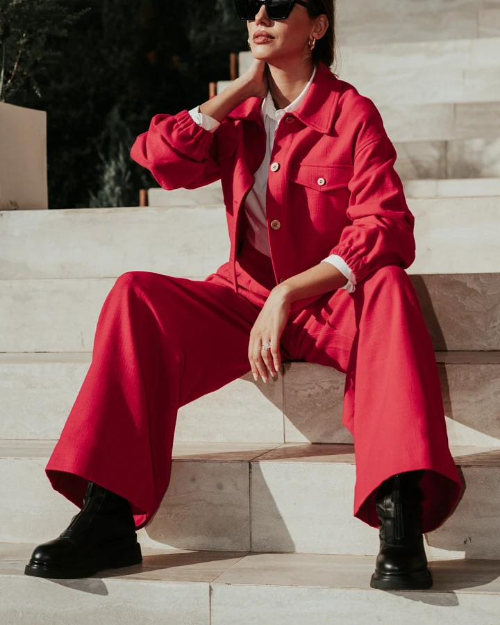 De IONESCU Damen vegan Hose Mit Hoher Taille Von Deva In Fuchsia