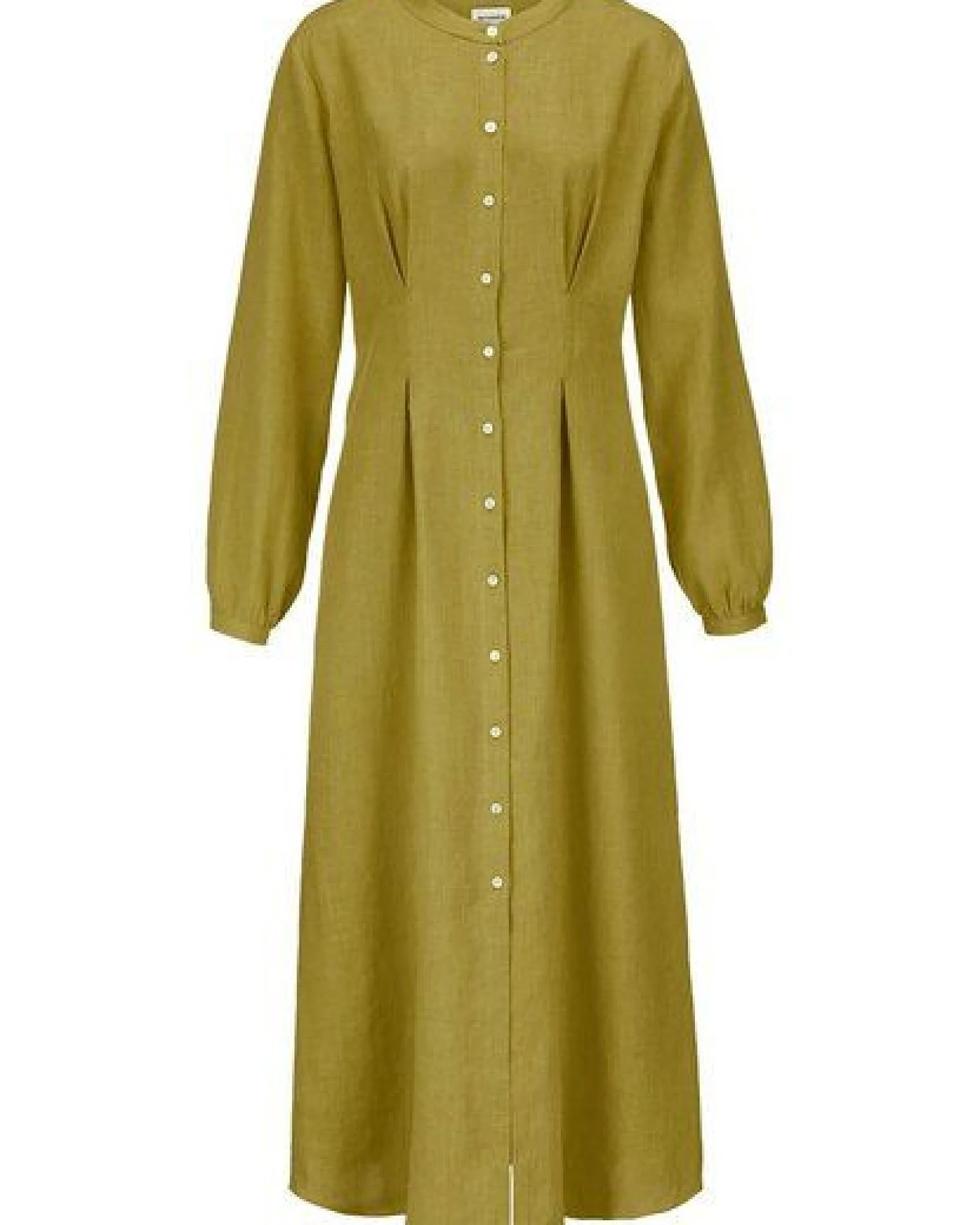 hessnatur Gewebe Hemdblusenkleid mit Taillierung Maxi aus Bio-Baumwolle mit Leinen – Ansicht 3