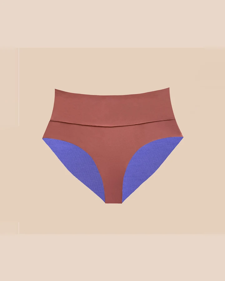 Woodlike Damen vegan Bikiniunterteil Reversible Emee High Waist Braun / Flieder