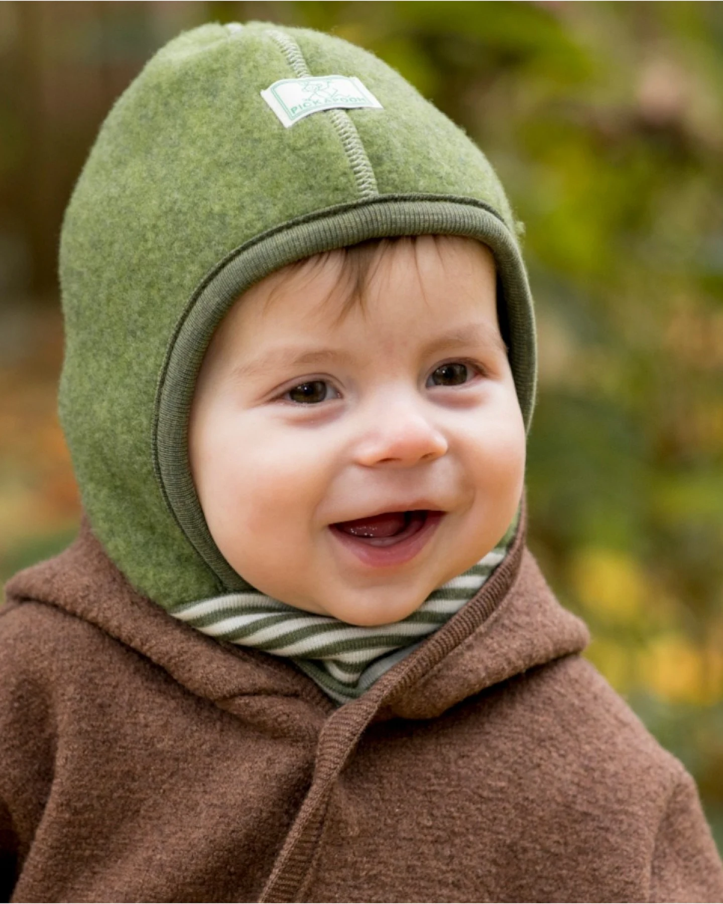 Pickapooh Baby und Kinder Schlupfmütze Schlüpfli Wolle Seide Fleece moos Gr.50 – Ansicht 2
