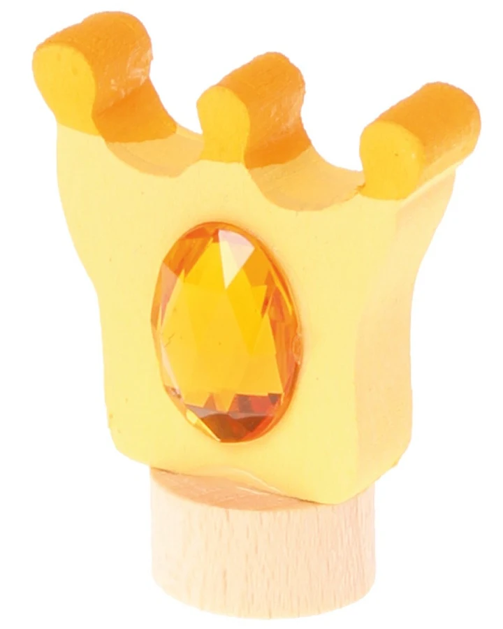 Produktseite: Grimms Krone Steckfigur aus Lindenholz, bunt lasiert Höhe 4 cm
