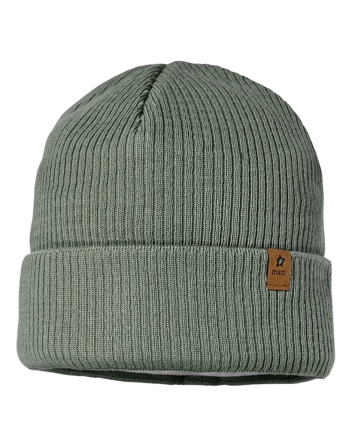 Baby und Kinder Beanie mit Umschlag Bio-Baumwolle Strick khaki grey Gr. 51