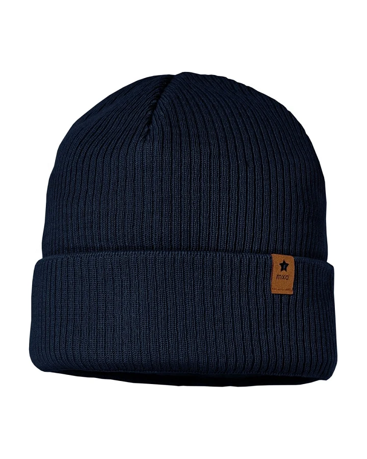 Baby und Kinder Beanie mit Umschlag Bio-Baumwolle Strick dunkelmarine Gr. 51