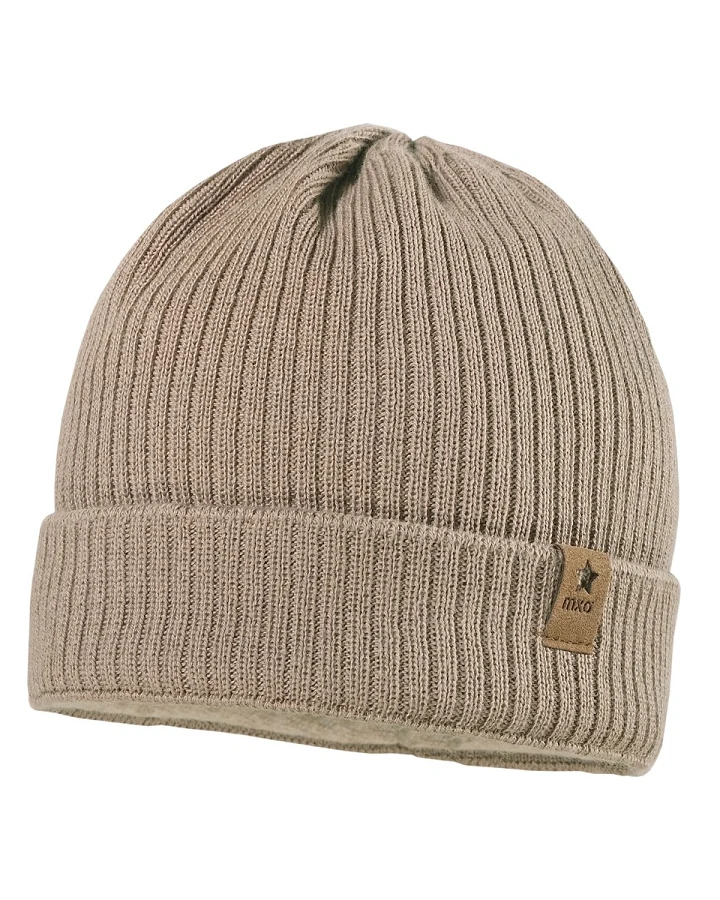 Mini-Beanie mit Umschlag, braunmeliert Gr. 51