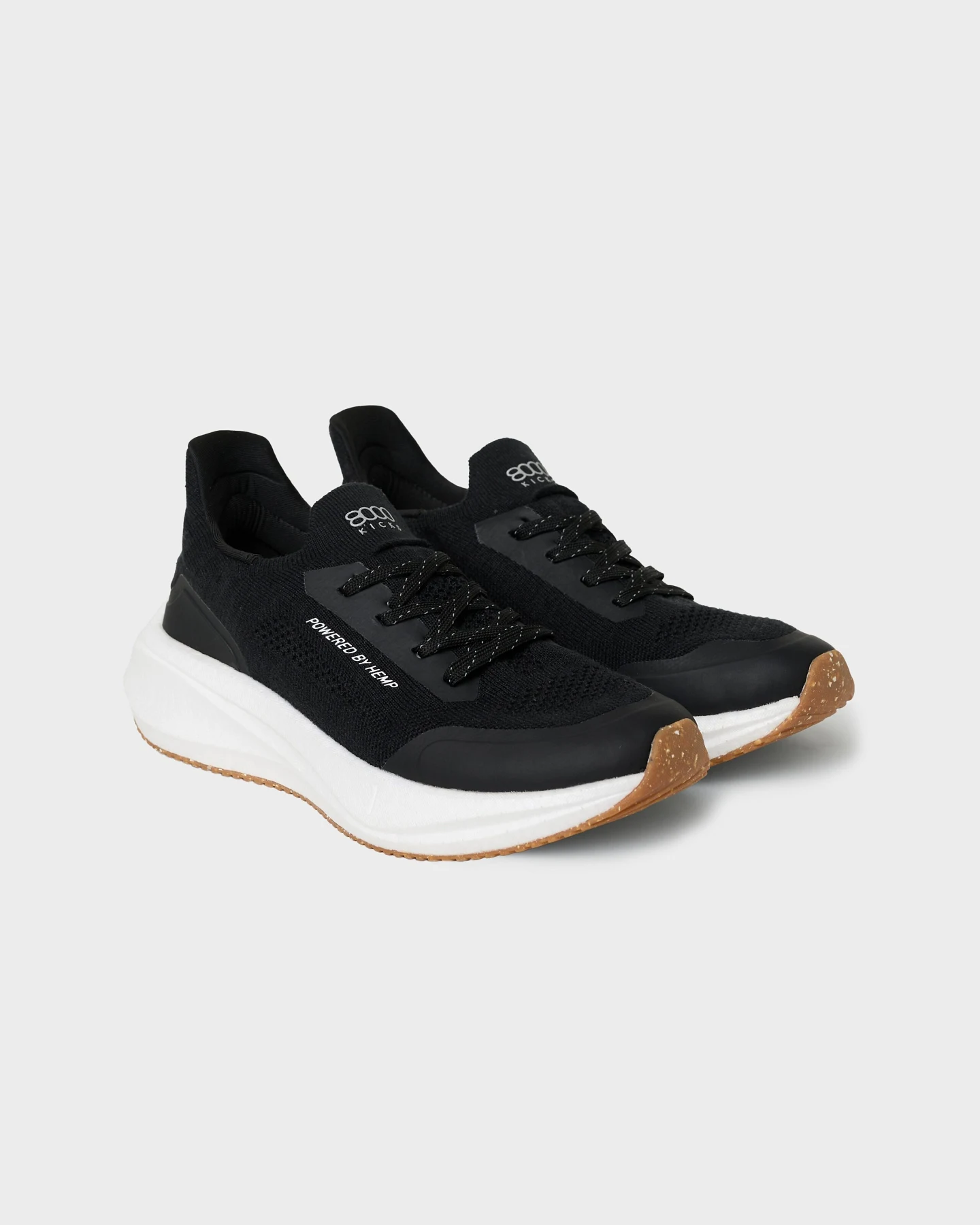 8000kicks EU Herren vegan Schuhe Herren Läufer Schwarz/ Weiß – Ansicht 2