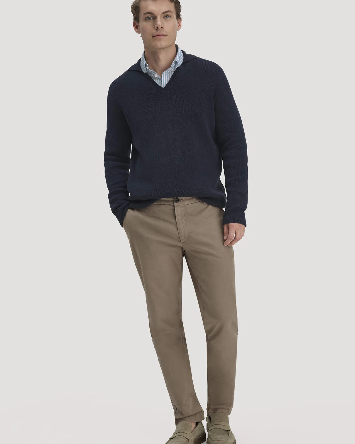 hessnatur Herren Milano Strick Polo Regular aus Leinen mit Bio-Baumwolle und LENZING™ ECOVERO™ Viskose - blau - Größe XXL – Ansicht 2
