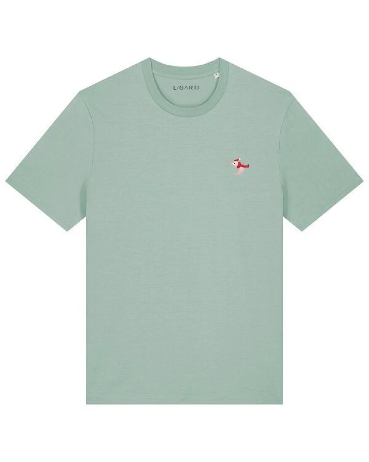 Besticktes T-Shirt – Jean-Luc die Weihnachtsgarnele – LIGARTI Tiermanufaktur