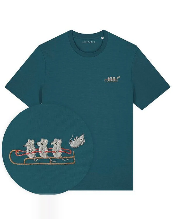 Besticktes T-Shirt – Mausflug – LIGARTI Tiermanufaktur