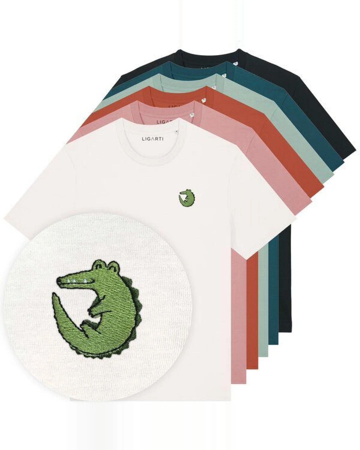 Besticktes T-Shirt – Ali das Krokodil – LIGARTI Tiermanufaktur – Ansicht 2