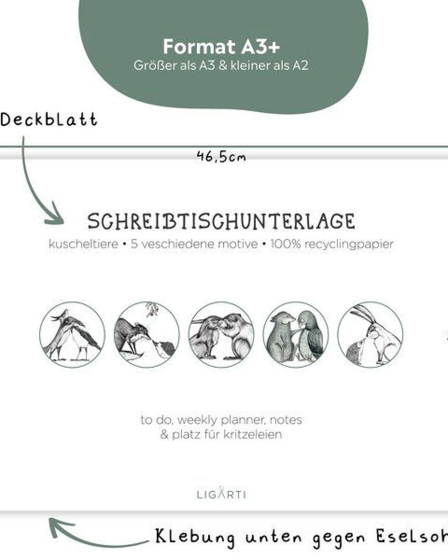 Schreibtischunterlage »Kuscheltiere« von LIGARTI – Ansicht 4
