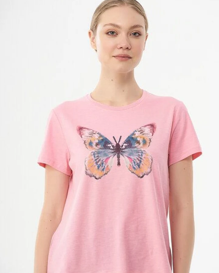 ORGANICATION T-Shirt aus Bio-Baumwolle mit Schmetterlings-Print