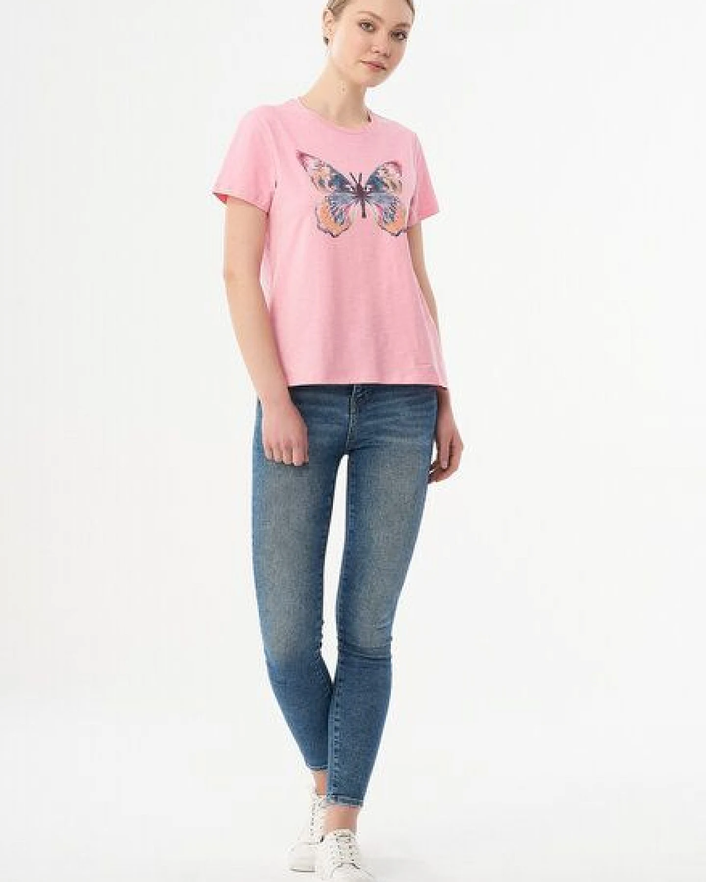 ORGANICATION T-Shirt aus Bio-Baumwolle mit Schmetterlings-Print – Ansicht 2