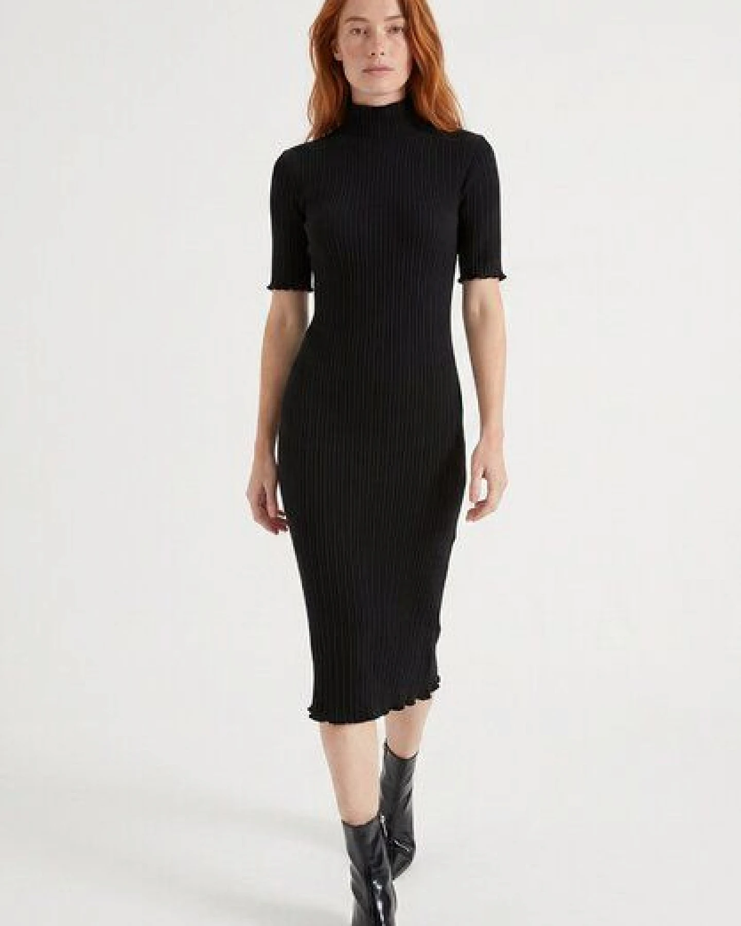 ORGANICATION Kleid aus Bio-Baumwolle im Rippstrick – Ansicht 4