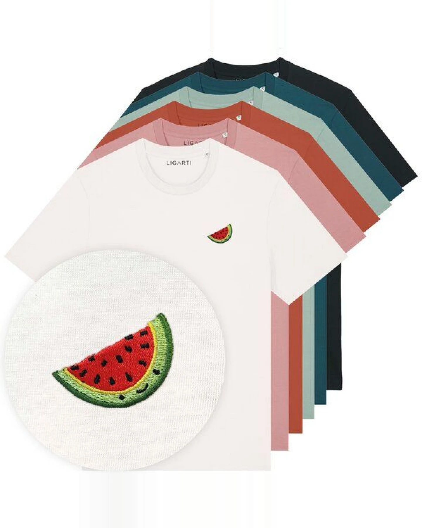 Besticktes T-Shirt – Wassermelone – LIGARTI Tiermanufaktur – Ansicht 2