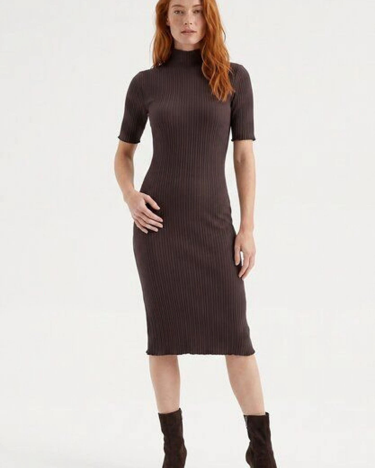 ORGANICATION Kleid aus Bio-Baumwolle im Rippstrick – Ansicht 4