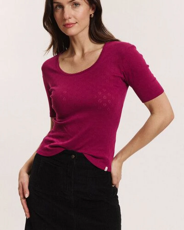 TRANQUILLO Ajour-Shirt Camilaa aus GOTS-Bio-Baumwolle
