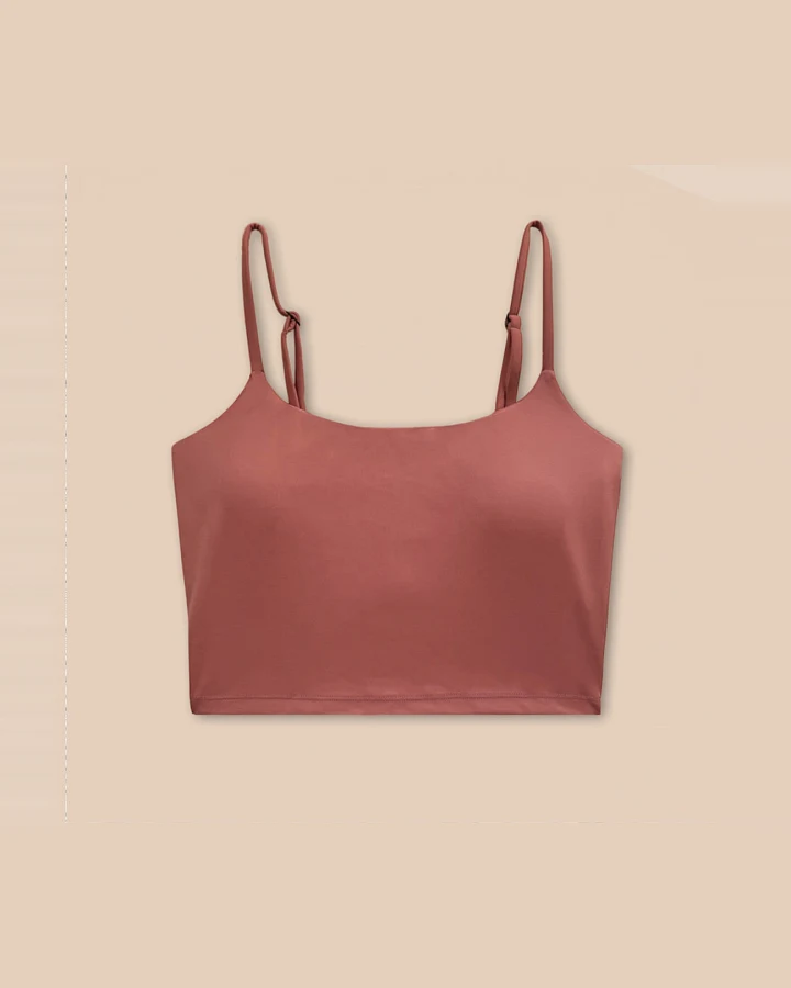 Woodlike Damen vegan Bikinioberteil Lang Evolve Rose Braun