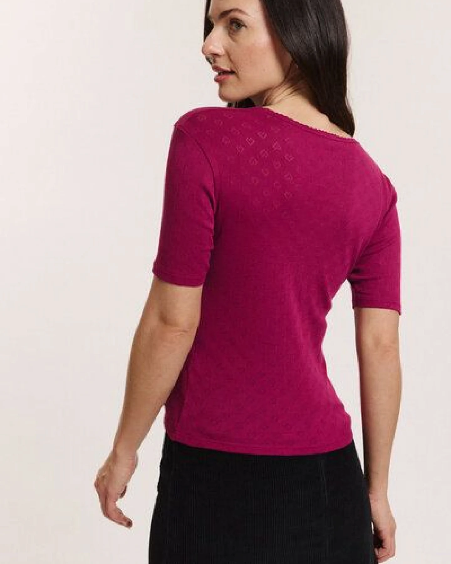 TRANQUILLO Ajour-Shirt Camilaa aus GOTS-Bio-Baumwolle – Ansicht 2