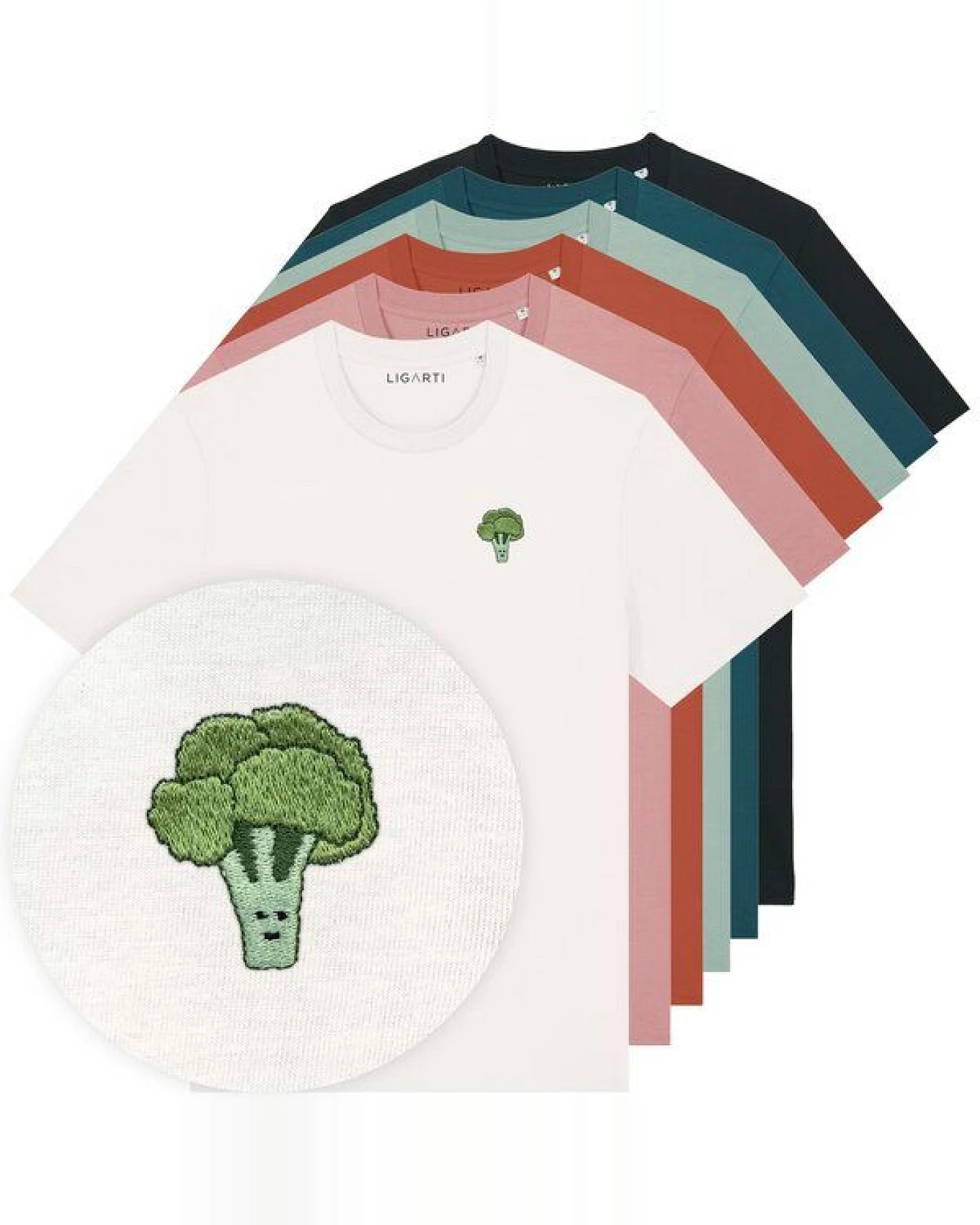 Besticktes T-Shirt – Brokkoli – LIGARTI Tiermanufaktur – Ansicht 2