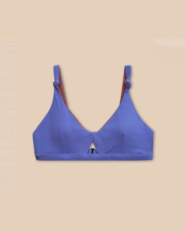 Woodlike Damen vegan Bikinioberteil Rose Braun/Koralle Lila