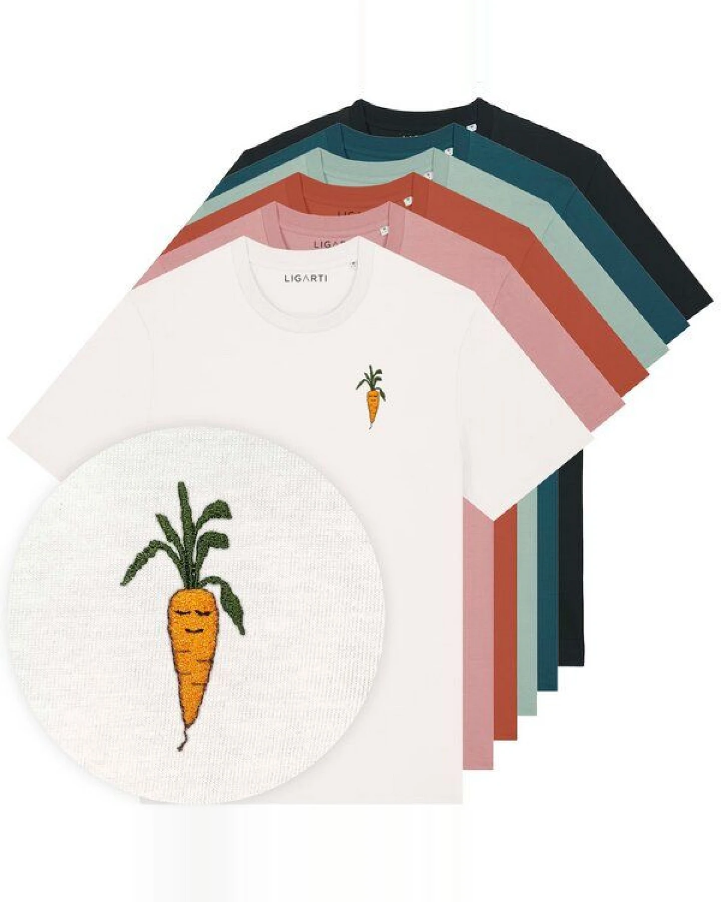 Besticktes T-Shirt – Karotte – LIGARTI Tiermanufaktur – Ansicht 2
