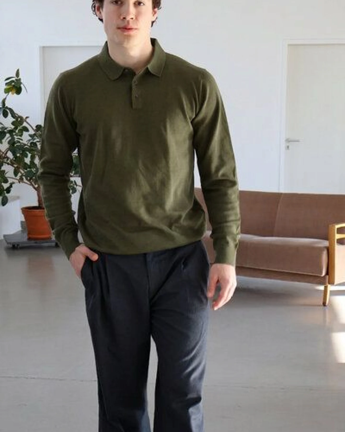 Kultgut Fühl dich wohl- Weicher Strickpullover mit geknöpftem Kragen /100% Biobaumwolle – Ansicht 3