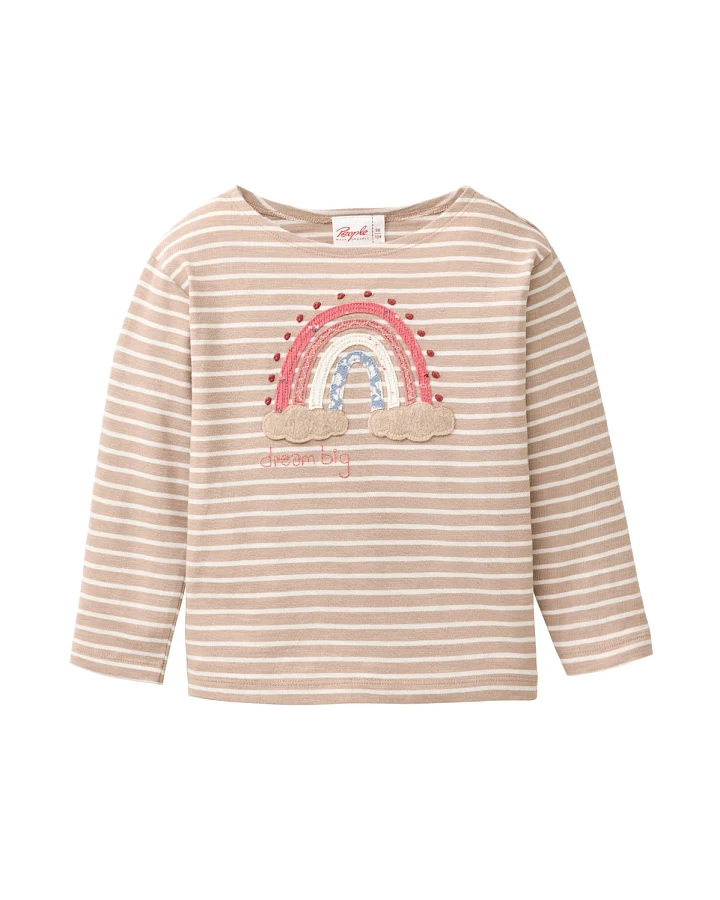 Produktseite: People Wear Organic - Langarmshirt "Regenbogen" taupe geringelt