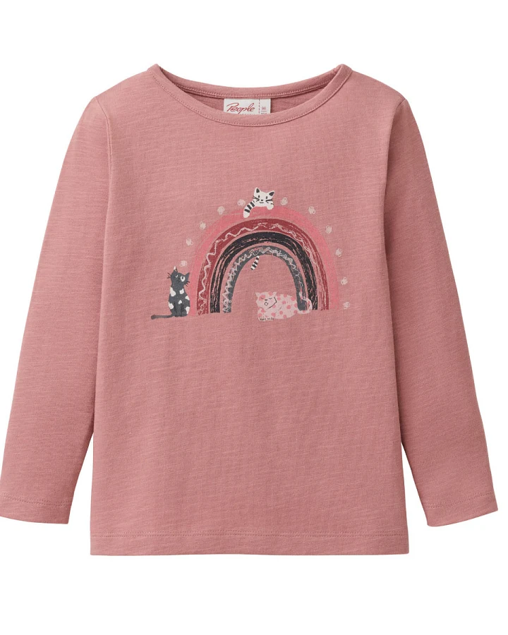 Produktseite: People Wear Organic - Langarmshirt "Regenbogen" altrosa