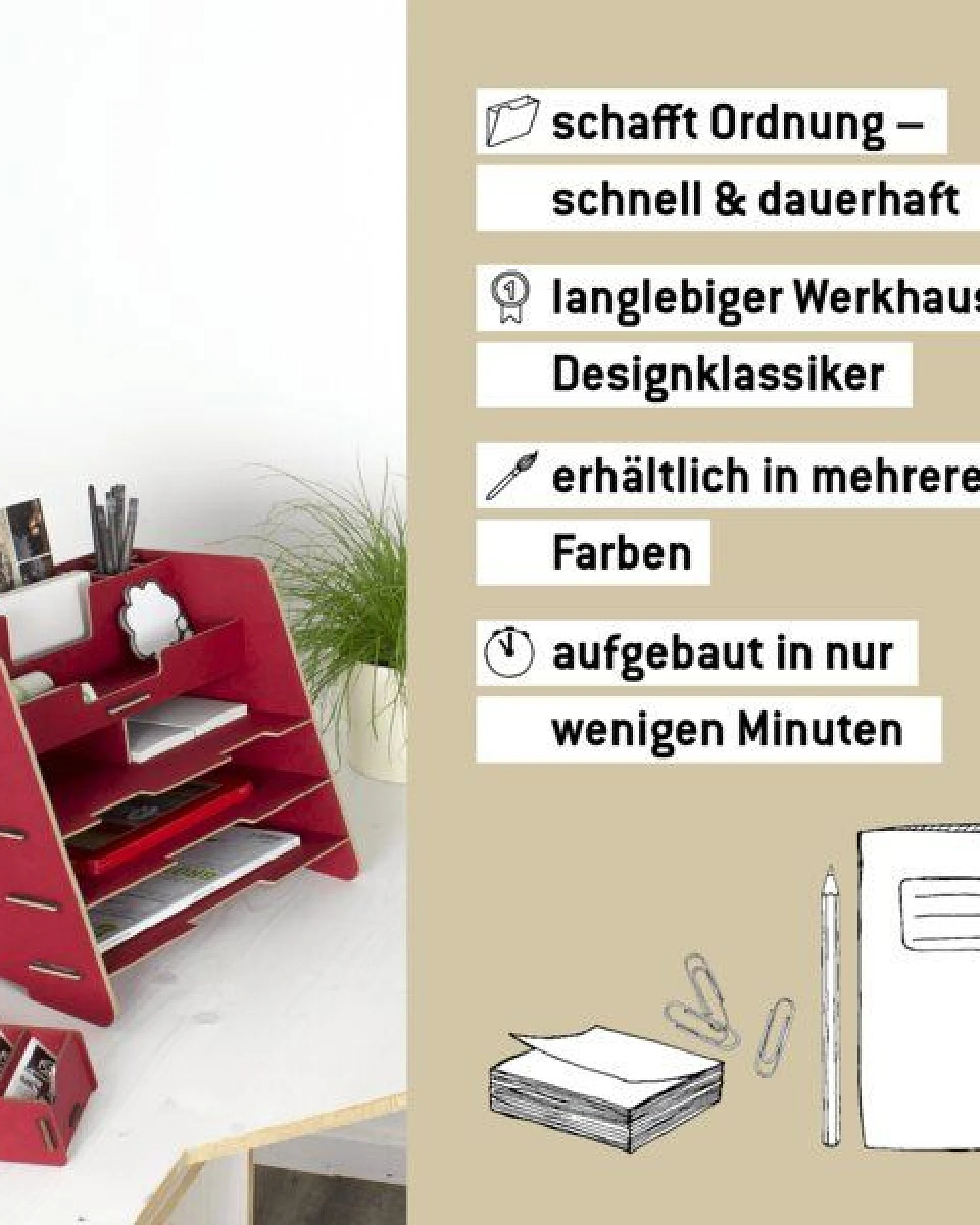 WERKHAUS Schreibtisch-Organizer Dunkelrot – Ansicht 3