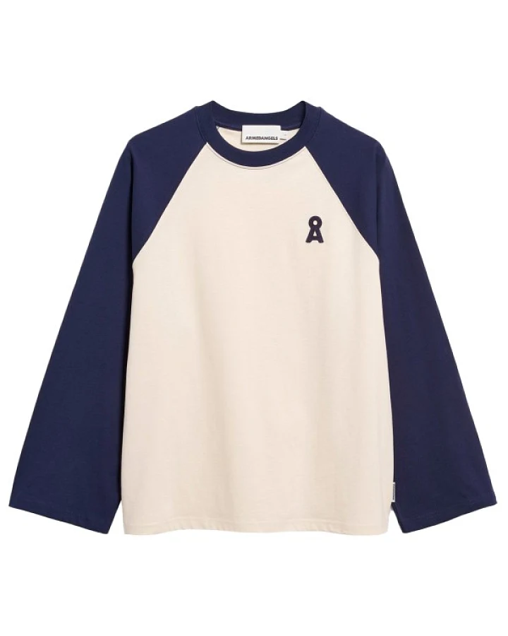 ARMEDANGELS - Women's Iconic Å Raglan Longsleeve - Longsleeve Gr L weiß/blau