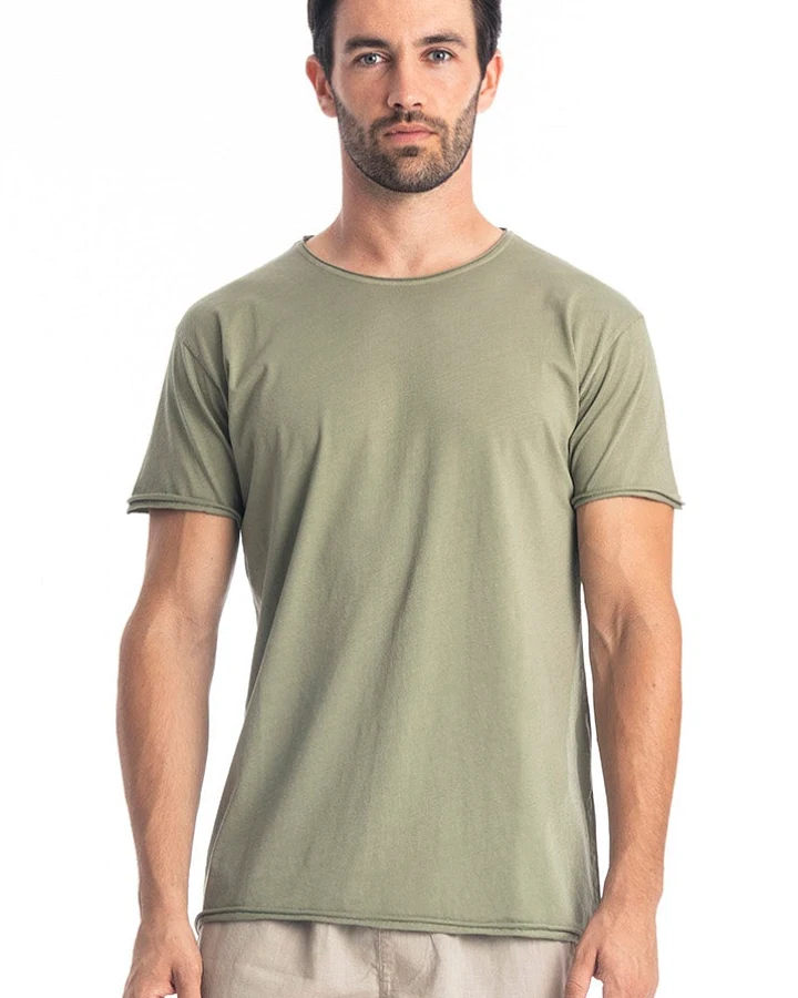 RAVENS VIEW IBIZA Herren vegan T-Shirt Wilder Rundhalsausschnitt Khaki