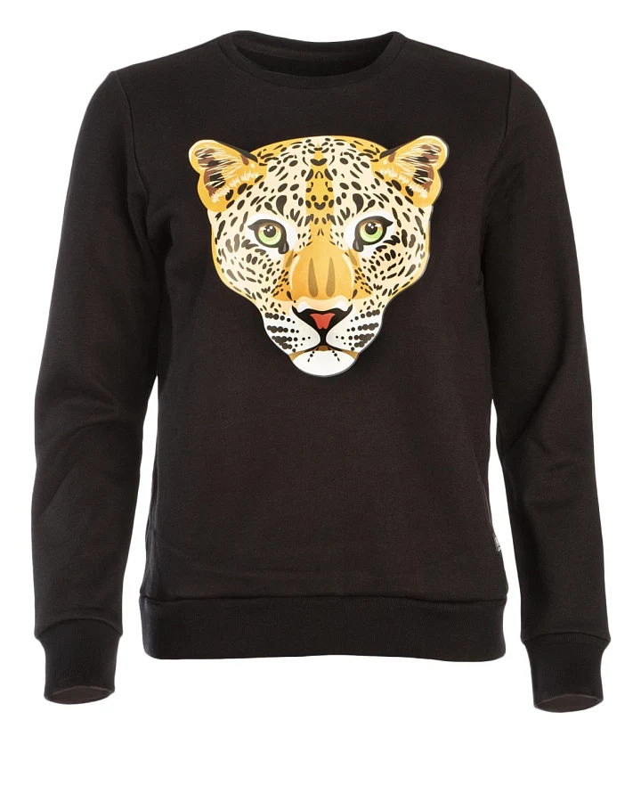 MAHLA Damen vegan Sweatshirt Wild Cat Schwarz