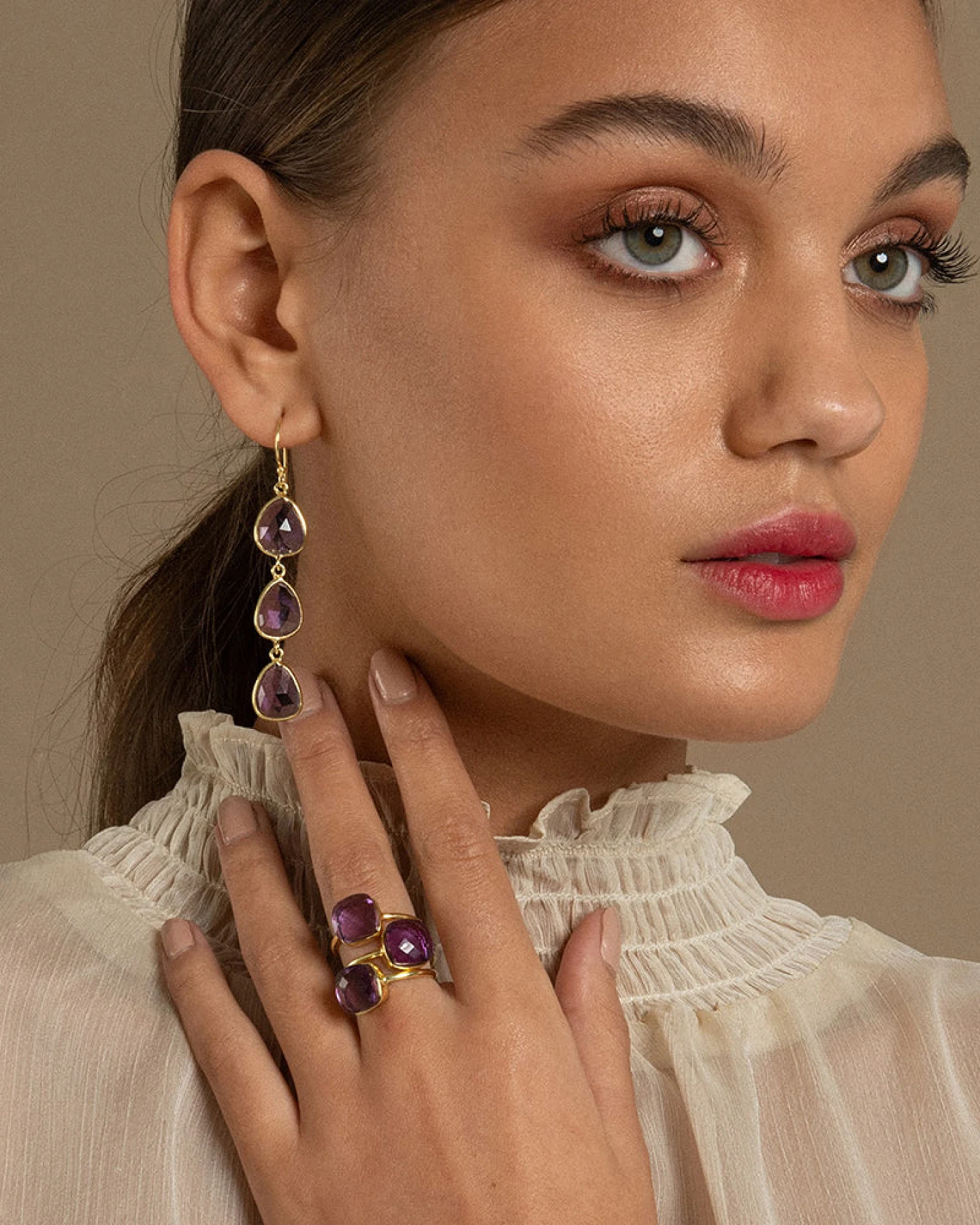 Amadeus Damen vegan Ring Sophia Amethyst Gold – Ansicht 2