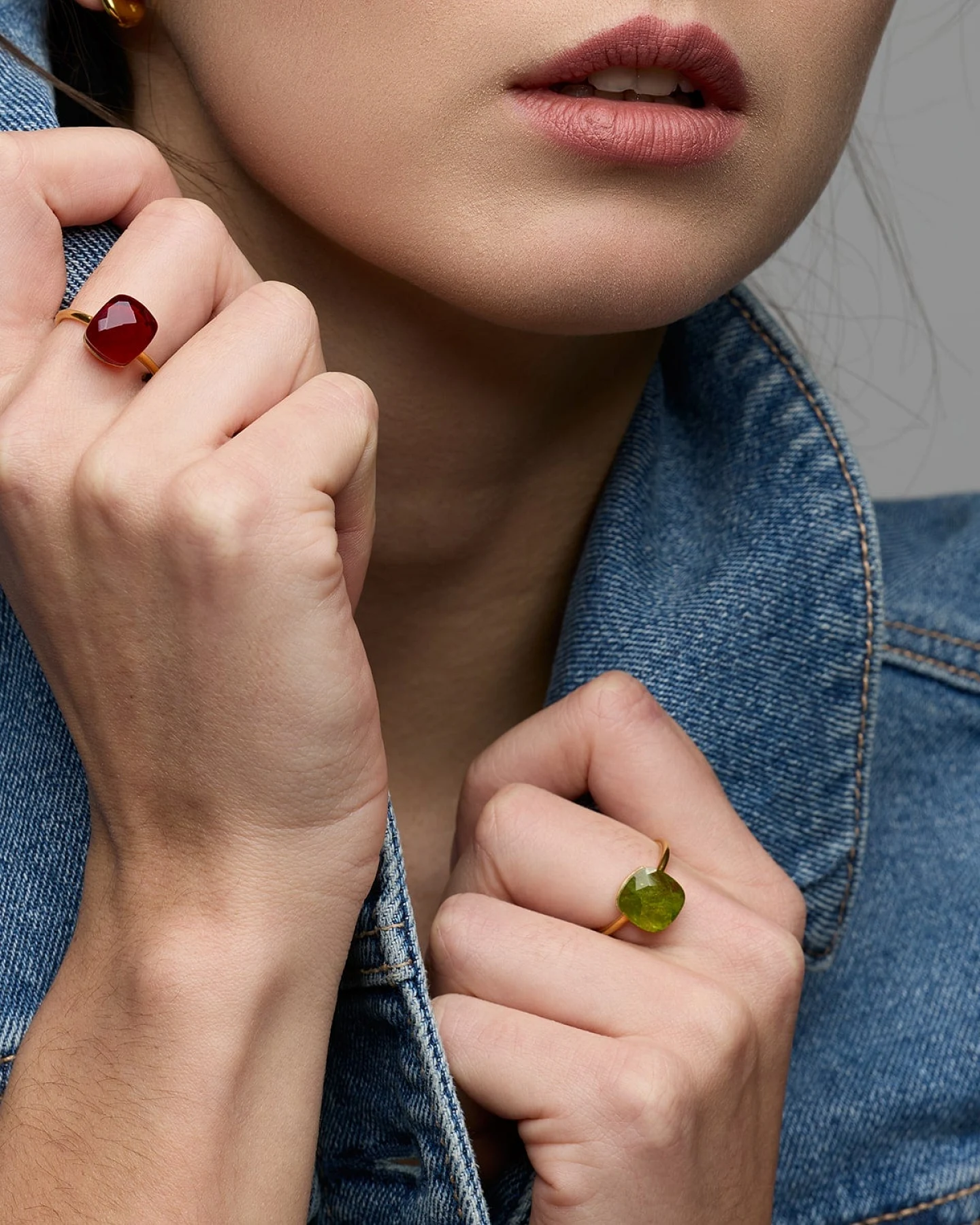 Amadeus Damen vegan Ring Sophia Roter Granat Gold – Ansicht 2