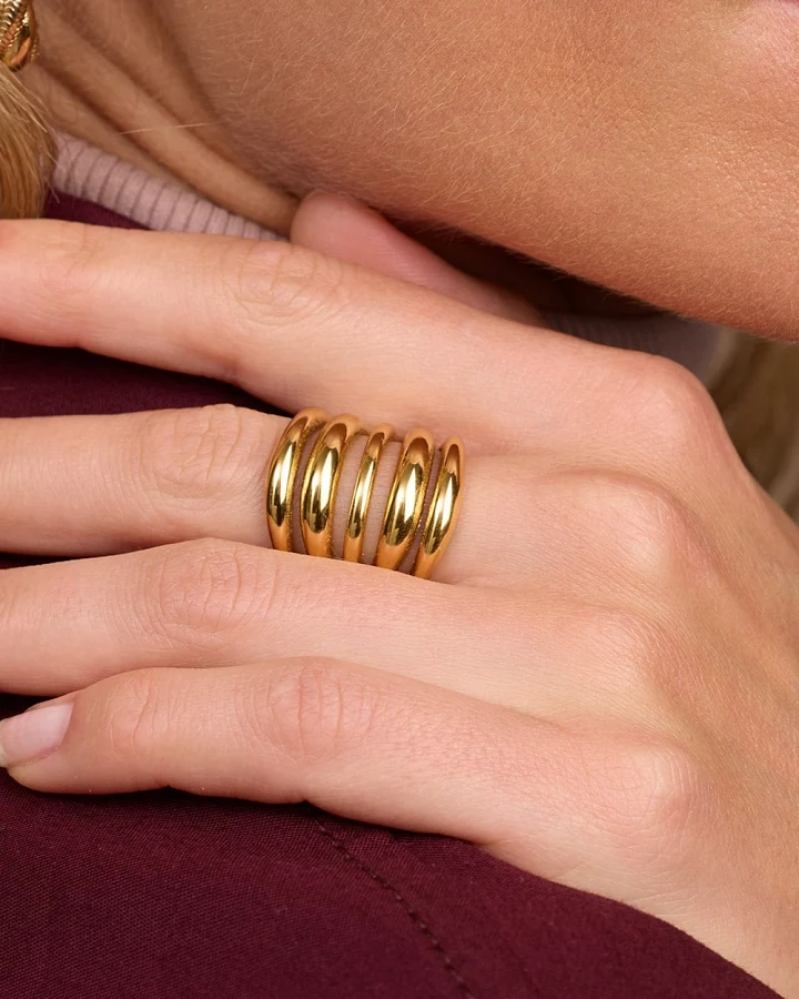 Amadeus Damen vegan Ring Zion Fünf Stufen Gold