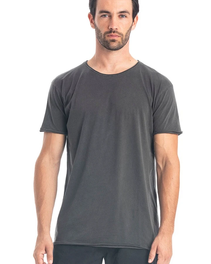 RAVENS VIEW IBIZA Herren vegan T-Shirt Runder Wildkragen Anthrazit