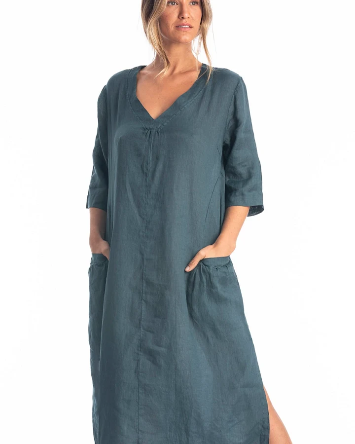 RAVENS VIEW IBIZA Damen vegan Kleid Isola Ocean Blue