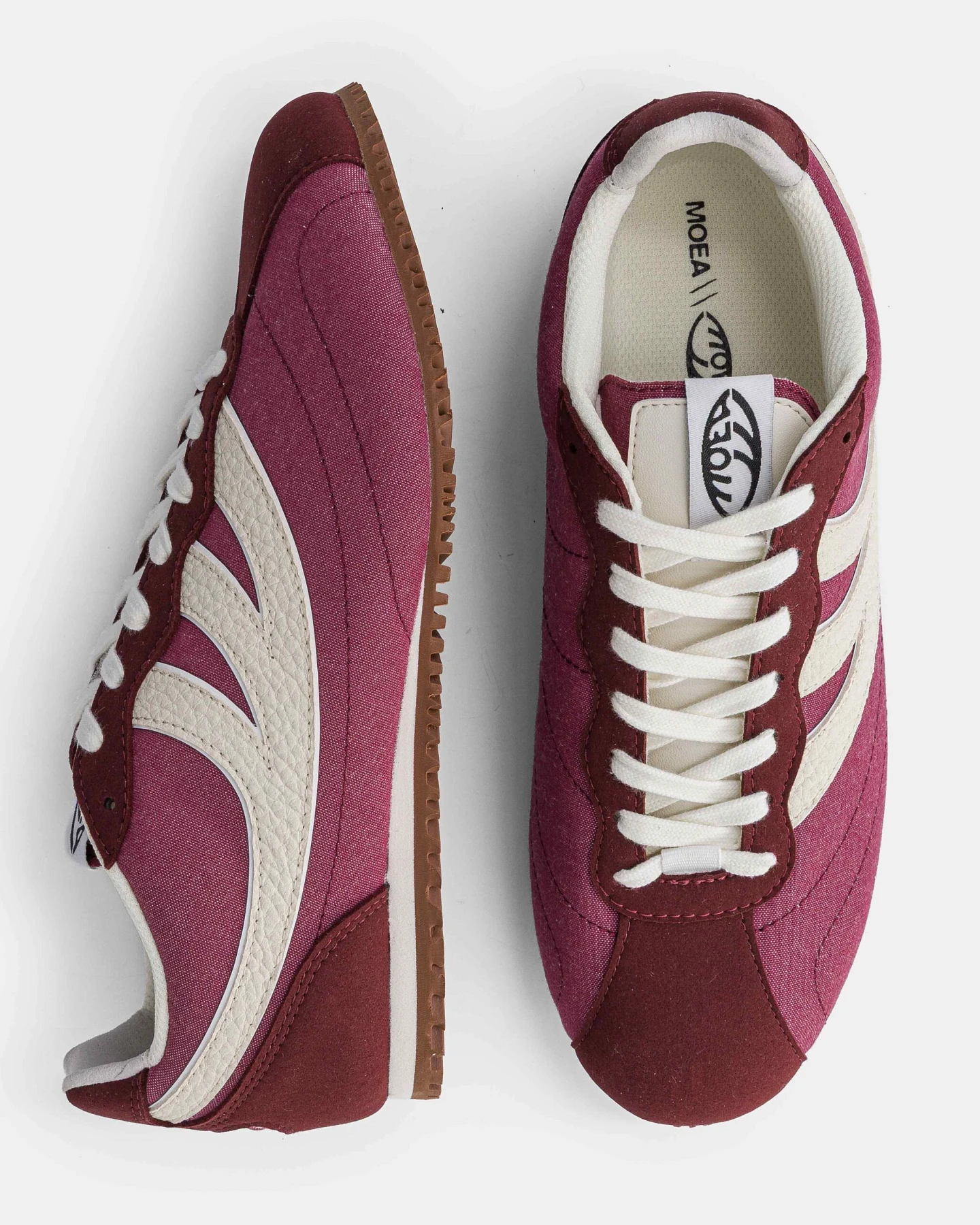 MoEa Herren vegan Sneaker Rise Bordeaux Und Beige – Ansicht 2