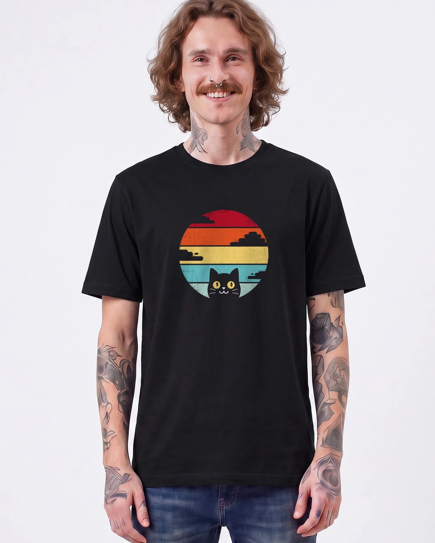 Watapparel T-Shirt Retro Sunset Cat – Ansicht 2