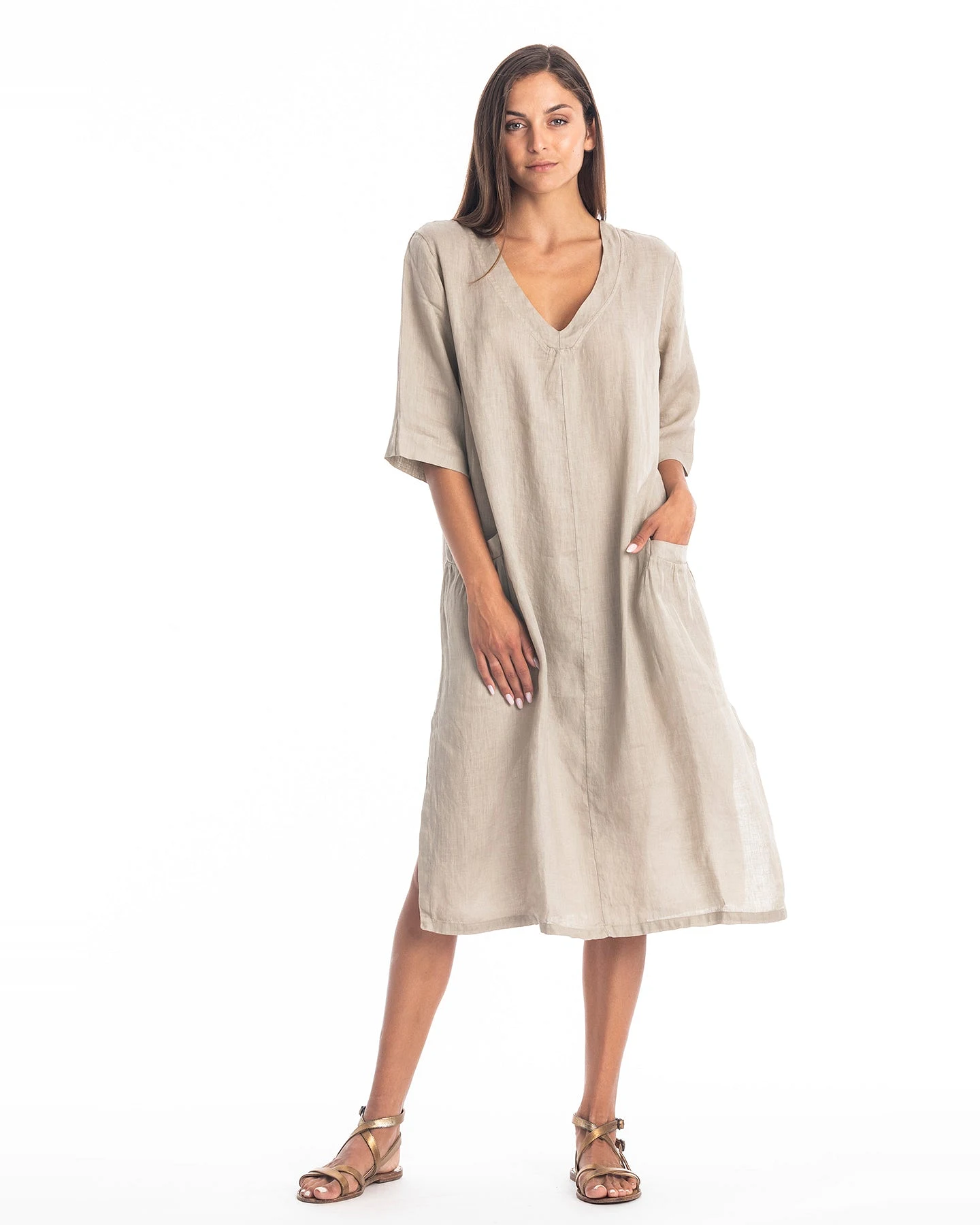 RAVENS VIEW IBIZA Damen vegan Kleid Isola Stone – Ansicht 2